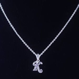 silver toned Marcasite "K" necklace